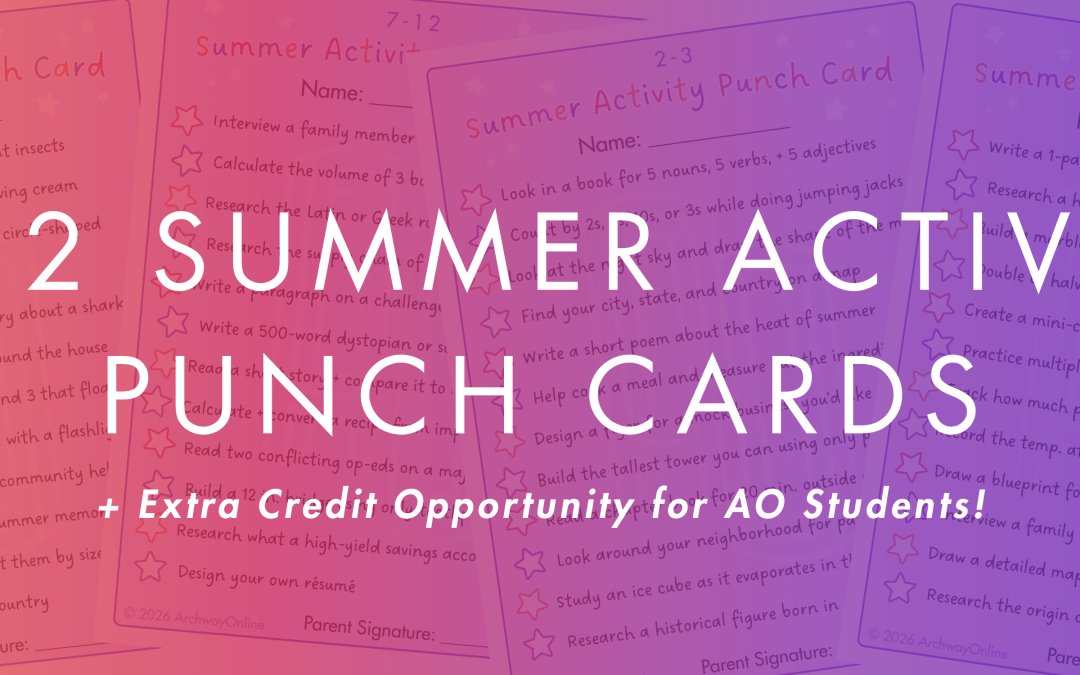 K-12 Summer Activity Punch Cards (Free Download!)